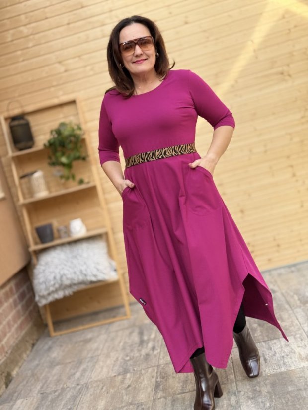 Šaty ALINA - fuchsiové - Barva: Fuchsiová, Velikost: XL