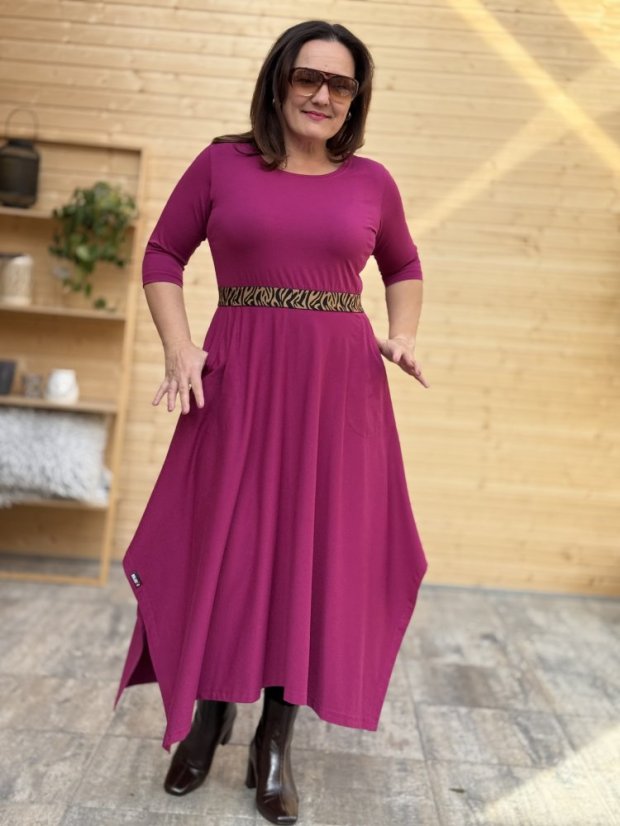 Šaty ALINA - fuchsiové - Barva: Fuchsiová, Velikost: XL