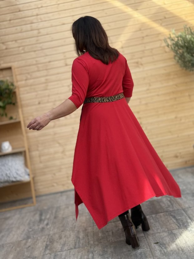 Šaty ALINA - červené - Barva: Červená, Velikost: S