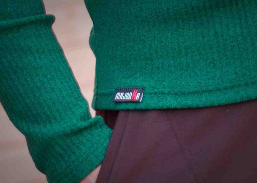 Zelený žebrový svetýrek Saria - Barva: Lahvově zelená, Velikost: XS-S