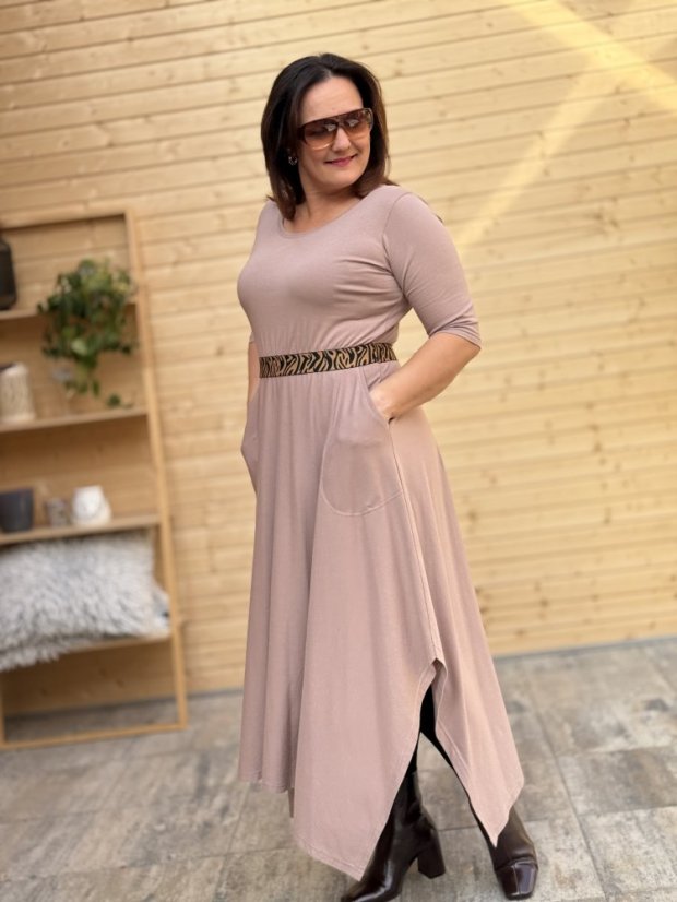 Šaty ALINA - Caffé latté - Barva: Caffé latté, Velikost: M