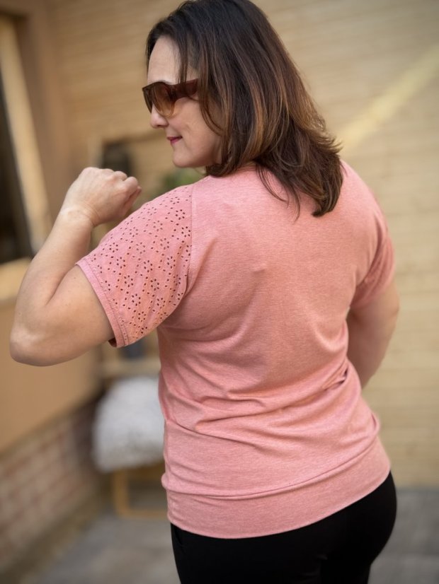 Triko DEIRA lososové (záda hladká viskóza) - Barva: Lososová, Velikost: M