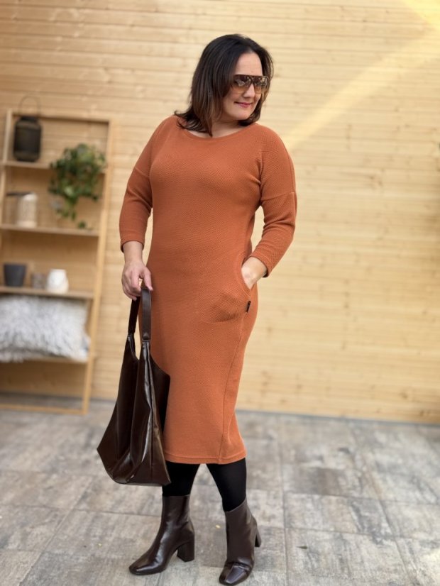 Šaty 3Dé MIDIE - Barva: Skořicová, Velikost: M