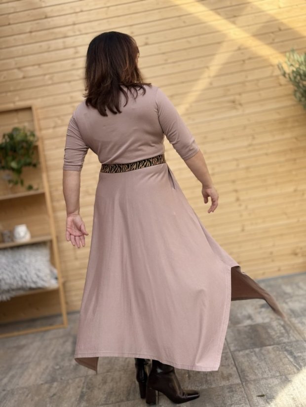 Šaty ALINA - Caffé latté - Barva: Caffé latté, Velikost: M