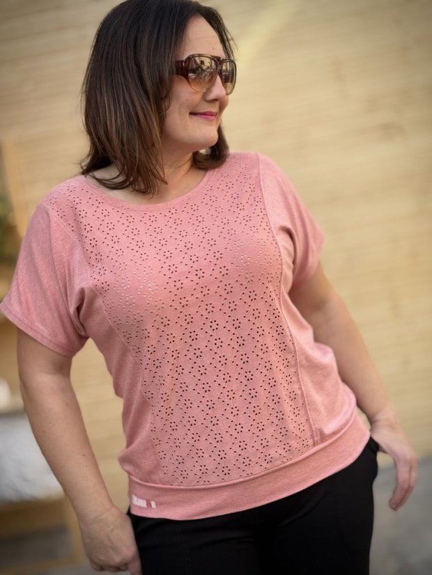 Triko DEIRA lososové (záda hladká viskóza) - Barva: Lososová, Velikost: M