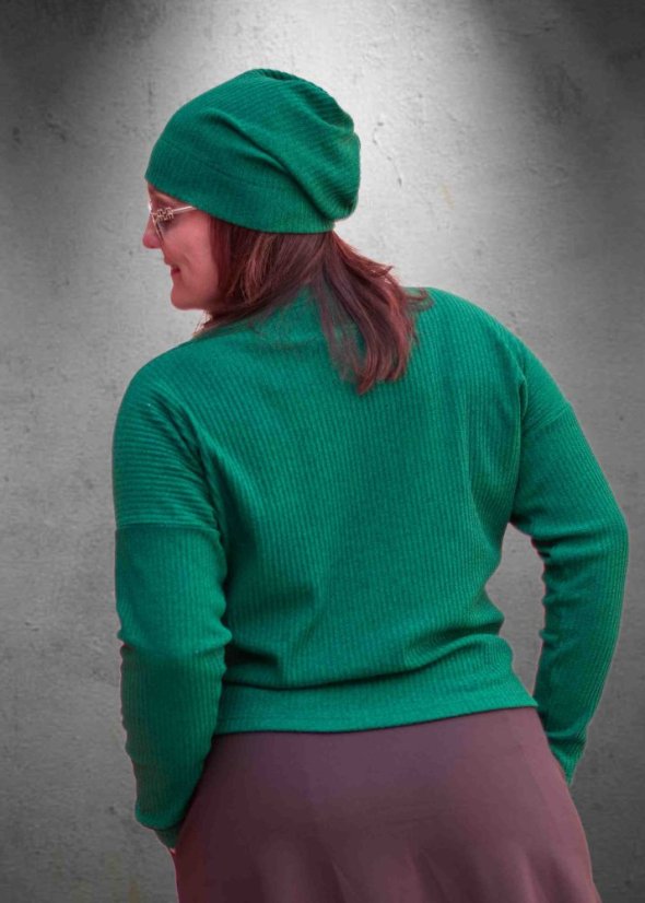 Zelený žebrový svetýrek Saria - Barva: Lahvově zelená, Velikost: XS-S